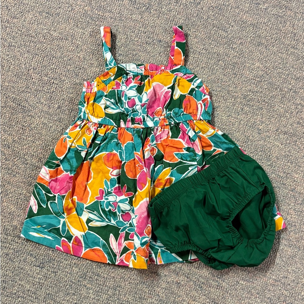 Carter's Pink and Green Floral Baby Dress